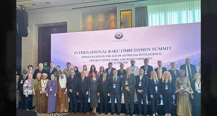 A group photograph of the Wafaqi Mohtasib, Mr. Naveed Kamran Baloch with the participants of the International Baku Ombudsmen Summit held in Baku (Azerbaijan) on 18-19 June, 2026.